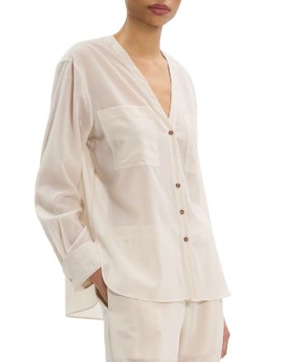 Oversized Collarless Shirt 