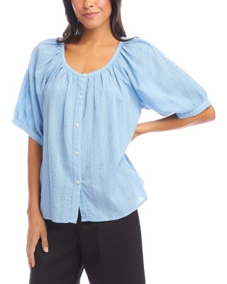 Short Sleeve Embroidered Peasant Top