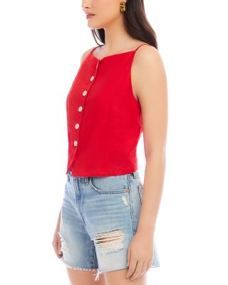Elis Sleeveless Button Up Linen Top