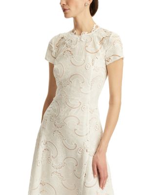 Short Sleeve Scrool Guipure Day Dress