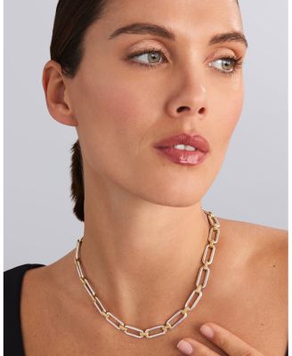 18K Yellow & Sterling Silver Signature Caviar Oval Link & Bead Statement Necklace, 18"