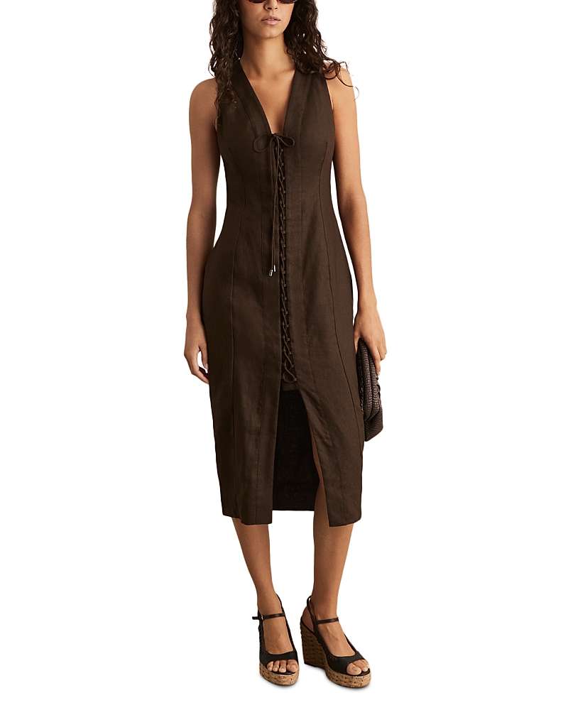 Shop Reiss Amelia Lattice Tie Front Dress