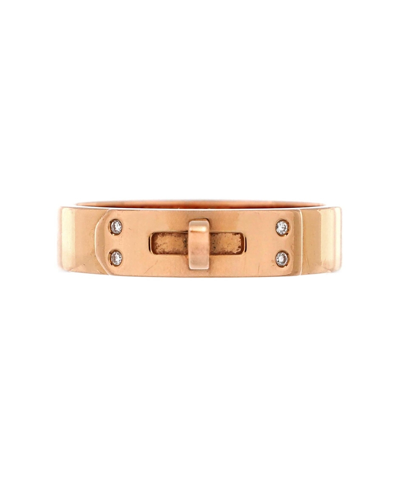 PRE-OWNED HERMES PRE-OWNED HERMES PM KELLY RING 18K ROSE GOLD WITH DIAMONDS