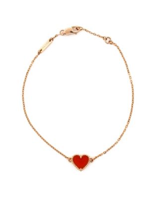 Pre-Owned Van Cleef & Arpels - Sweet Alhambra Heart Bracelet 18K Rose Gold with Carnelian