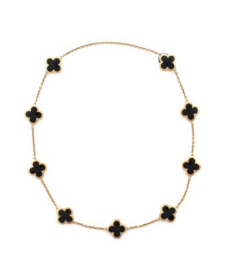 Pre-Owned Van Cleef & Arpels - Pure Alhambra 9 Motifs Necklace 18K Gold and Onyx