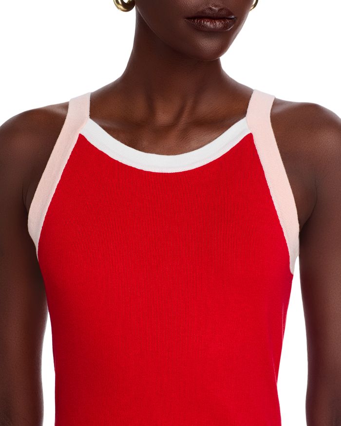 Sleeveless Color Blocked Halter Top