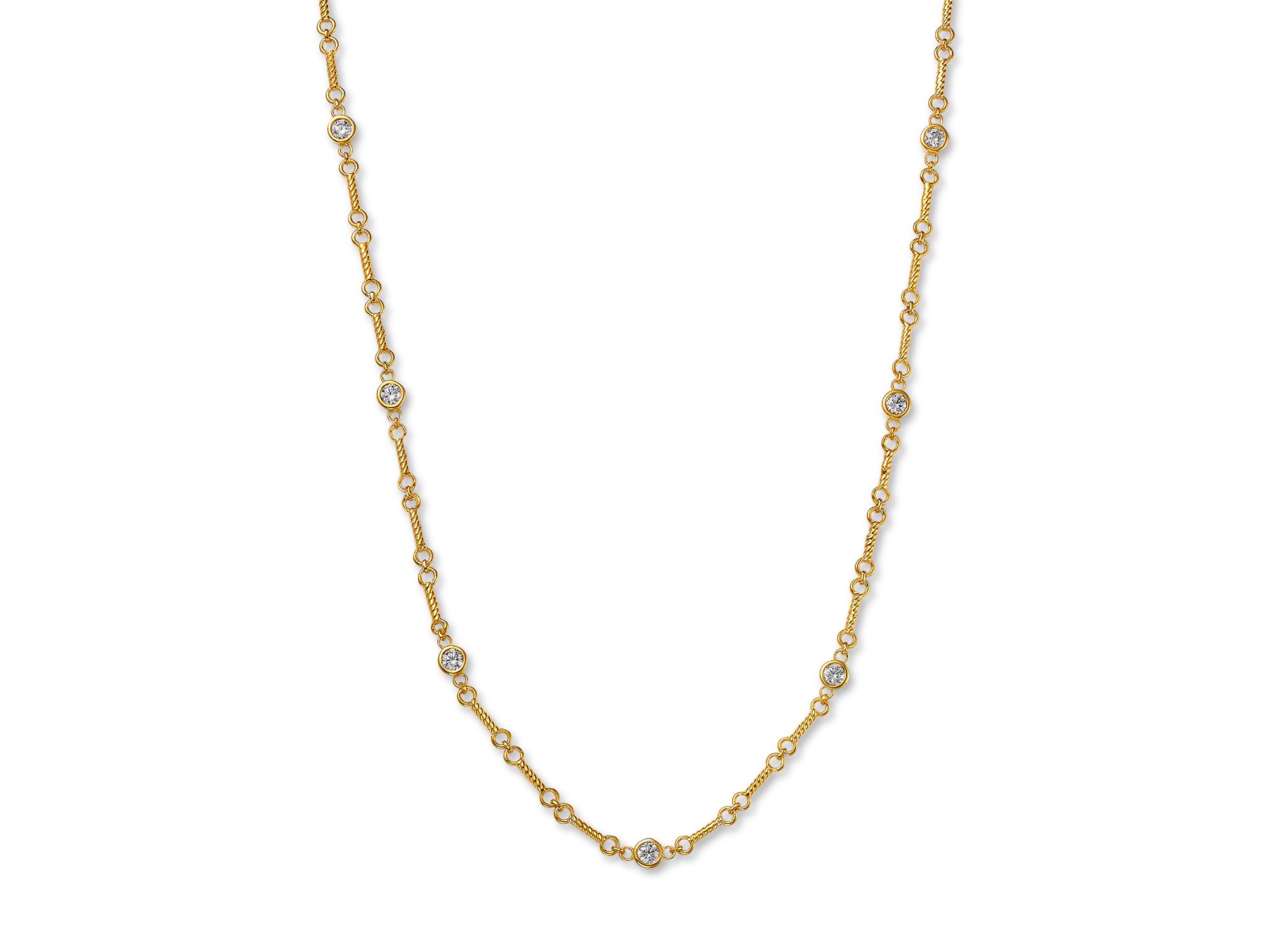 Diamond Station Necklace in 14K Yellow , 0.5 tcw - Image 1