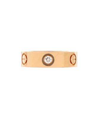 Pre-Owned Cartier Love 3 Diamonds Band Ring 18K Rose Gold with Diamonds
