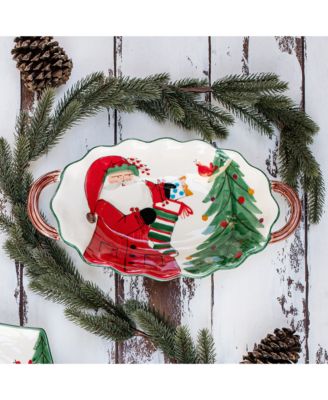 Old St. Nick Handled Scalloped Oval Bowl