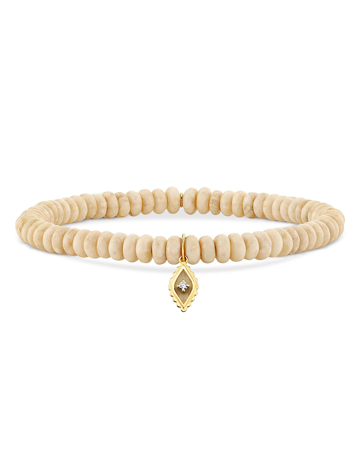 Sydney Evan 14K Yellow Gold Diamond Accent Jasper Bead Stretch Bracelet