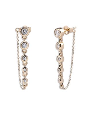 Lab Grown Diamond Bezel Chain Drop Earrings