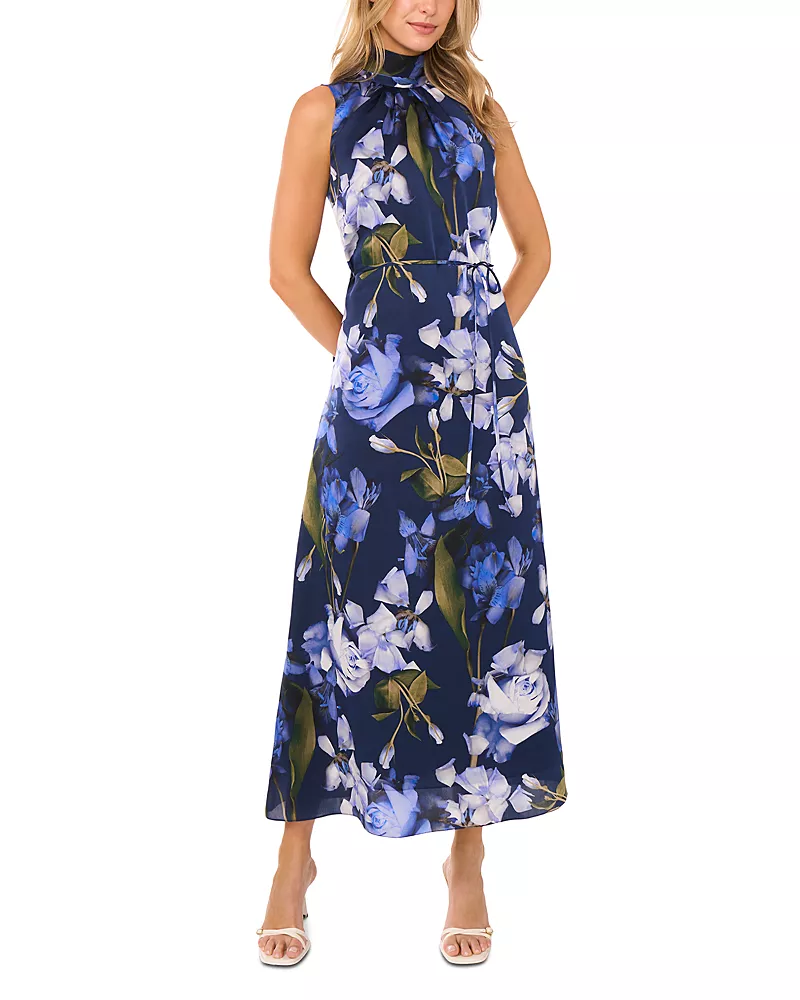 Ted Baker Printed Bow Tie Sleeveless Maxi Dress