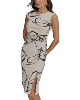 Abstract Print Sheath Dress