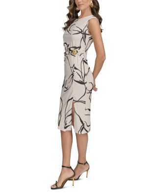 Abstract Print Sheath Dress