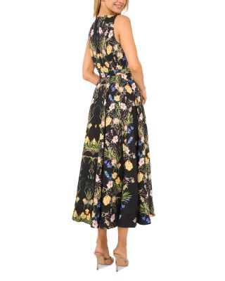 Floral Tie Neck Sleeveless Maxi Dress