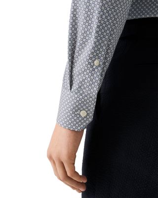 Printed Long Sleeve Button Front Shirt