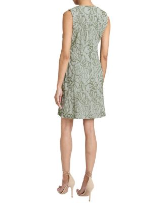 TILLY Sleeveless Faux Wrap Shift Dress in Stretch Cotton Cloque