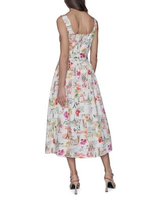 Scenic Print Midi Dress