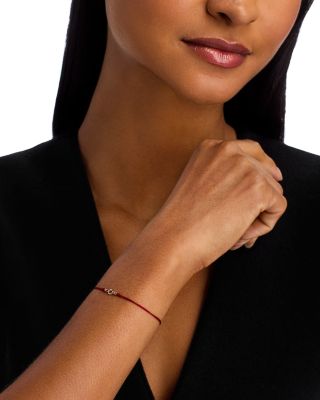 14K Yellow Gold Floating Ruby Solitaire Cord Slider Bracelet