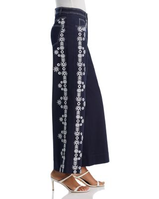 Betsy High Rise Wide Leg Ankle Jeans in Mazie Eyelet 