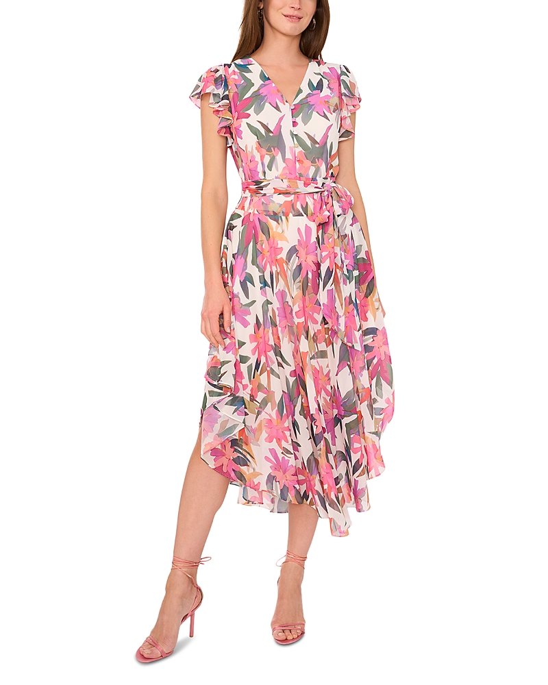 Vince Camuto Floral Print Belted Dress