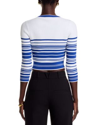 Yukio Striped Crop Crewneck Top