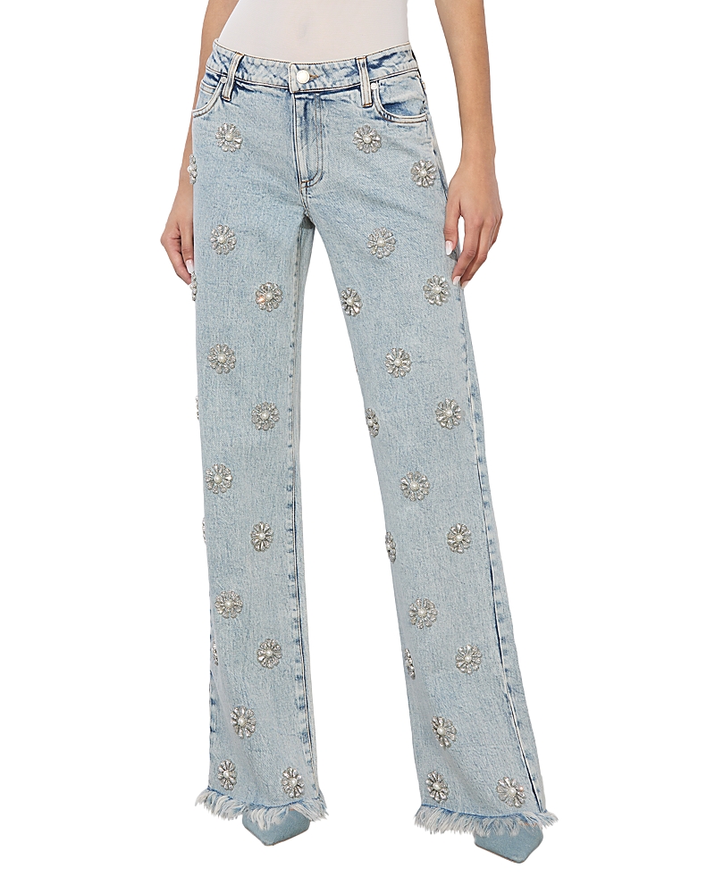 Alice and Olivia Roxy Embellished Straight Leg Jeans