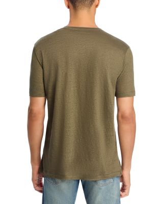 x David Beckham Taut 73 Linen Crewneck Tee in Medium Green