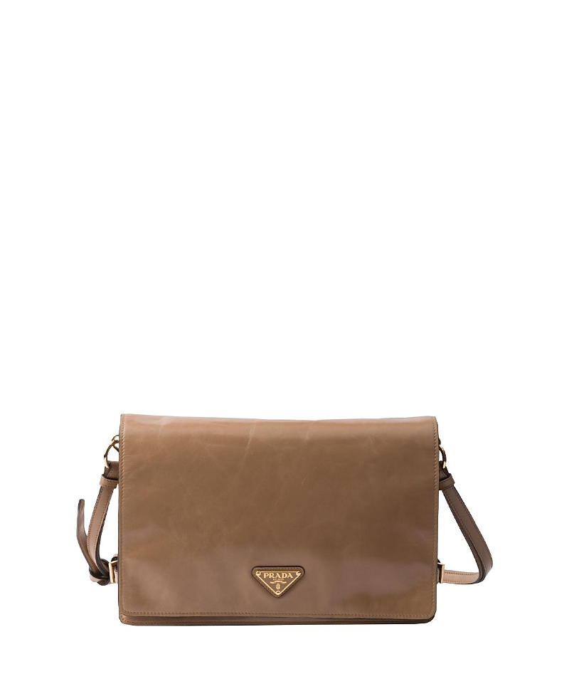Shop Prada Medium Leather Shoulder Bag In Powder