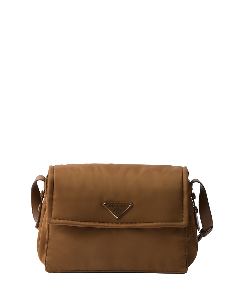 Prada Traveller Re-nylon Large Padded Shoulder Bag In Brown