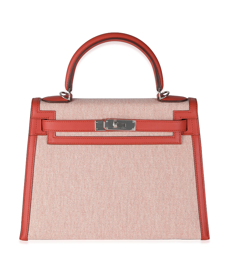 Pre-Owned HERMES Sellier Kelly 28 Leather Canvas Handbag