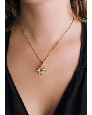 Pav&eacute; Pegasus Coin Pendant Necklace, 16"-17" 