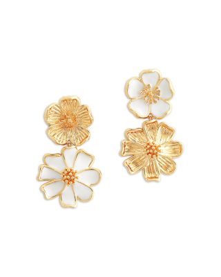 Anabel Aram - Wildflowers Pav&eacute; Mixed Flower Mismatch Drop Earrings