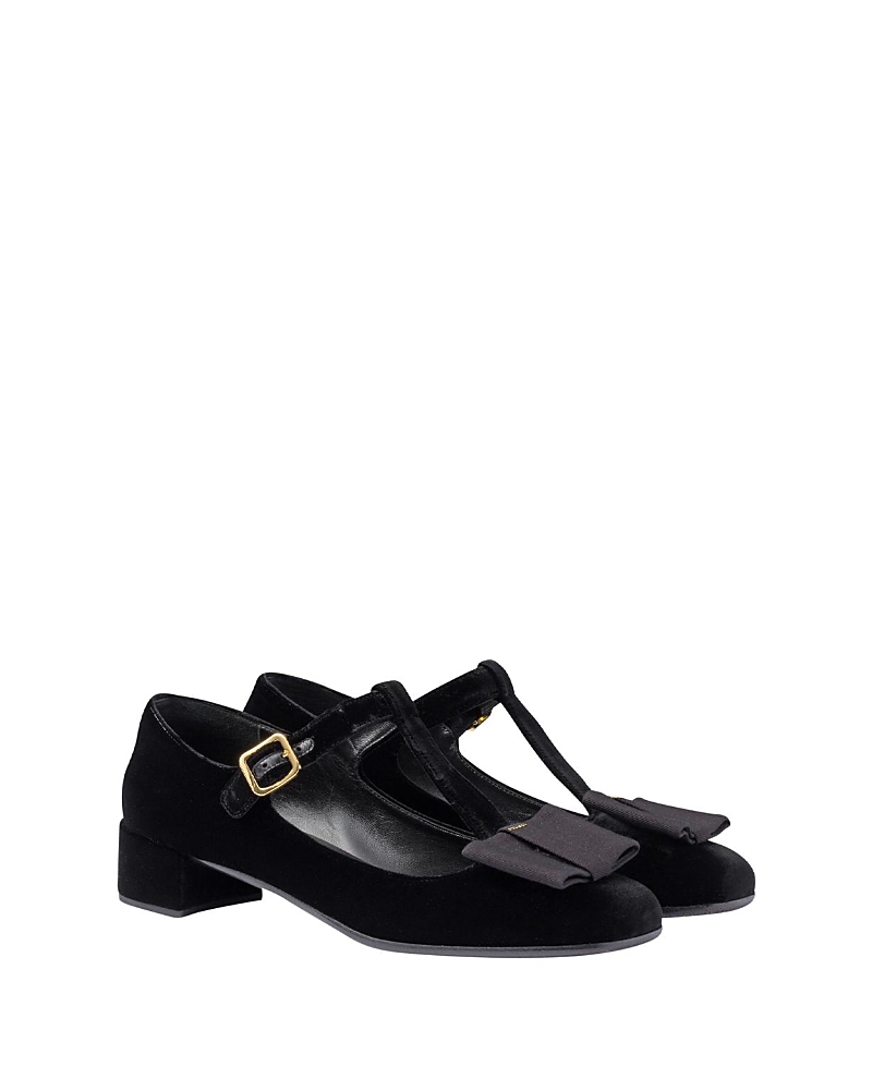 Shop Prada Women's Velvet Pumps In Black