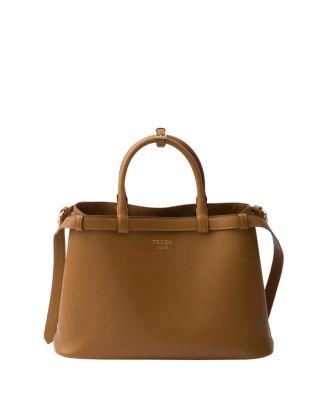 Buckle Medium Leather Handbag with Double Belt