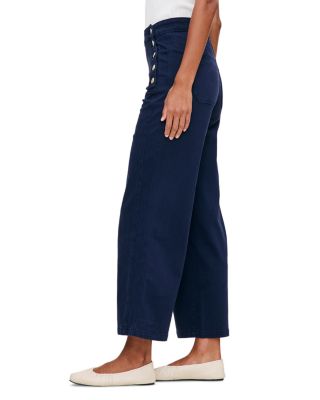 Hepburn High Rise Ankle Wide Leg Jeans in Bright Navy Twill