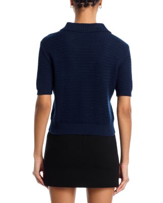 V Neck Collar Short Sleeve Sweater