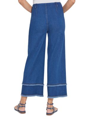 High Rise Cropped Wide Leg Jeans in Mid Wash