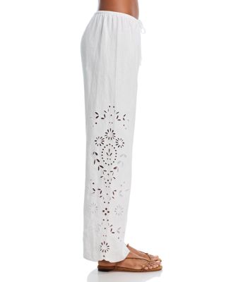 Linen Side Embroidered Beach Pants