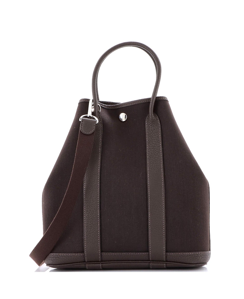 PRE-OWNED HERMES PRE-OWNED HERMES 28 GARDEN FILE TOTE TOILE AND LEATHER
