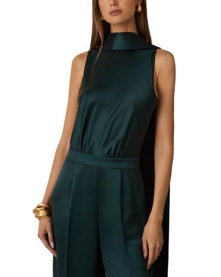 【海外限定】REISSジャンプスーツ☆Farah Cape-Back Sleeveless Reiss Farah Cape Back Jumpsuit, Teal Green