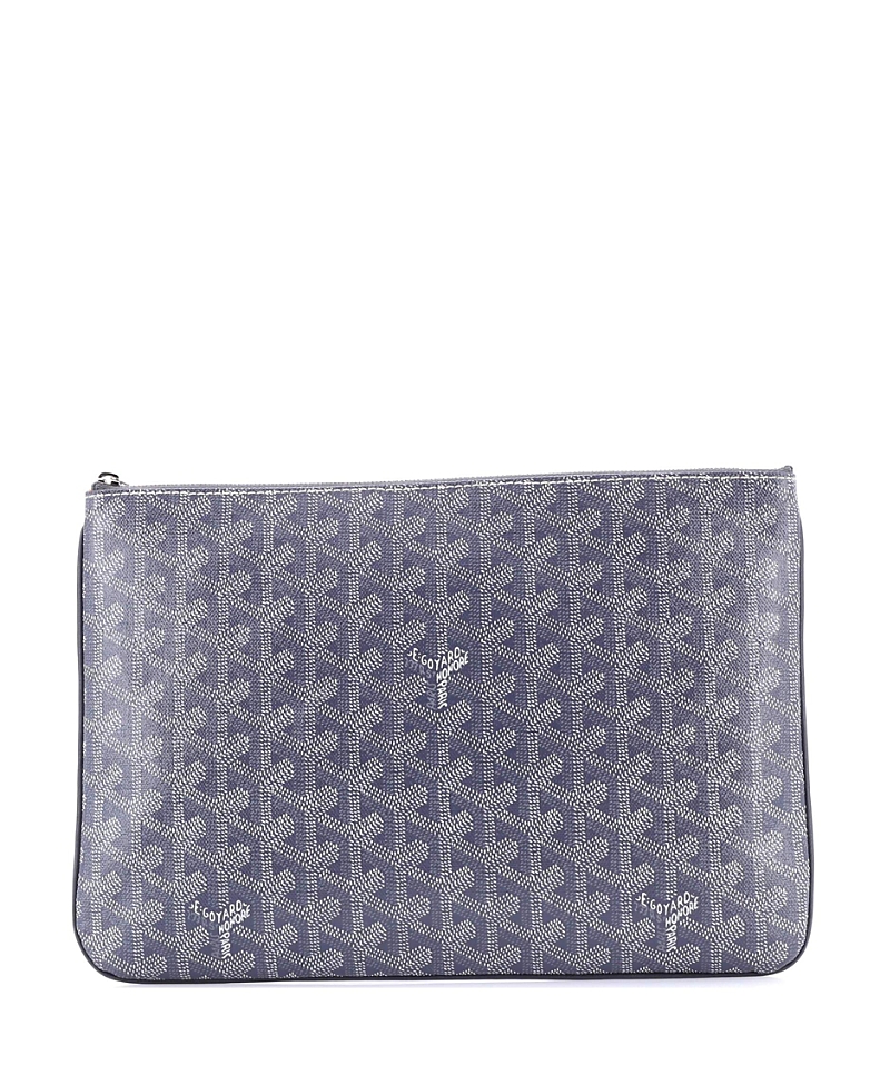 Pre-owned Pre-owned Goyard Goyard Mm Senat Zip Pouch Coated Canvas In Gray