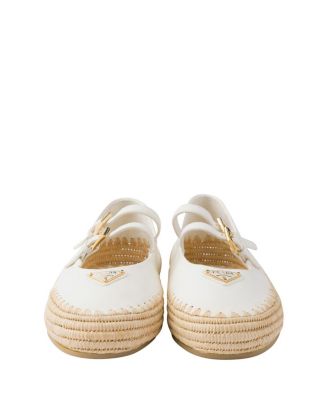  Women's Nappa Leather and Raffia Ballerinas