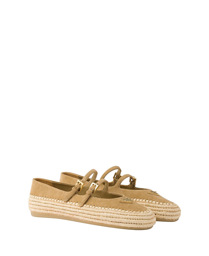 Prada Suede Ballerinas In Neutral