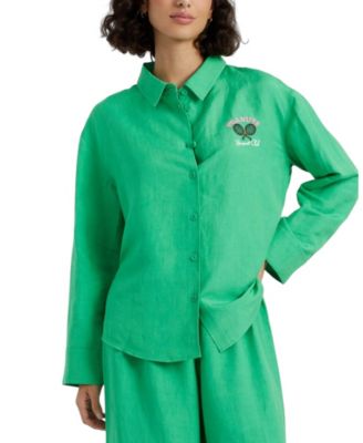Chinti & Parker - Women's Linen-Cotton Peanuts Racquet Club Shirt