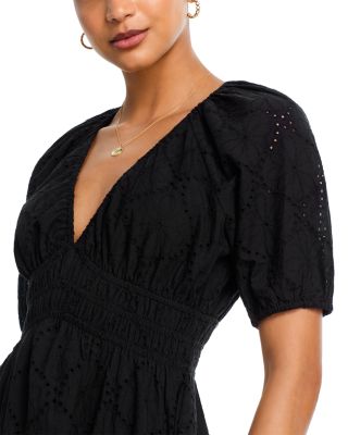 Eyelet V Neck Midi Dress - Exclusive