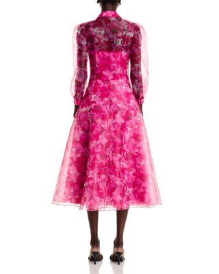 Floral Print Organza Shirt Dress