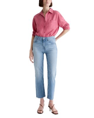 Brinley Mid Rise Straight Crop Jeans in Fiction