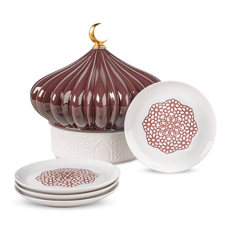 Lladrò Majestic Nights Porcelain Box With Set Of 4 Plates