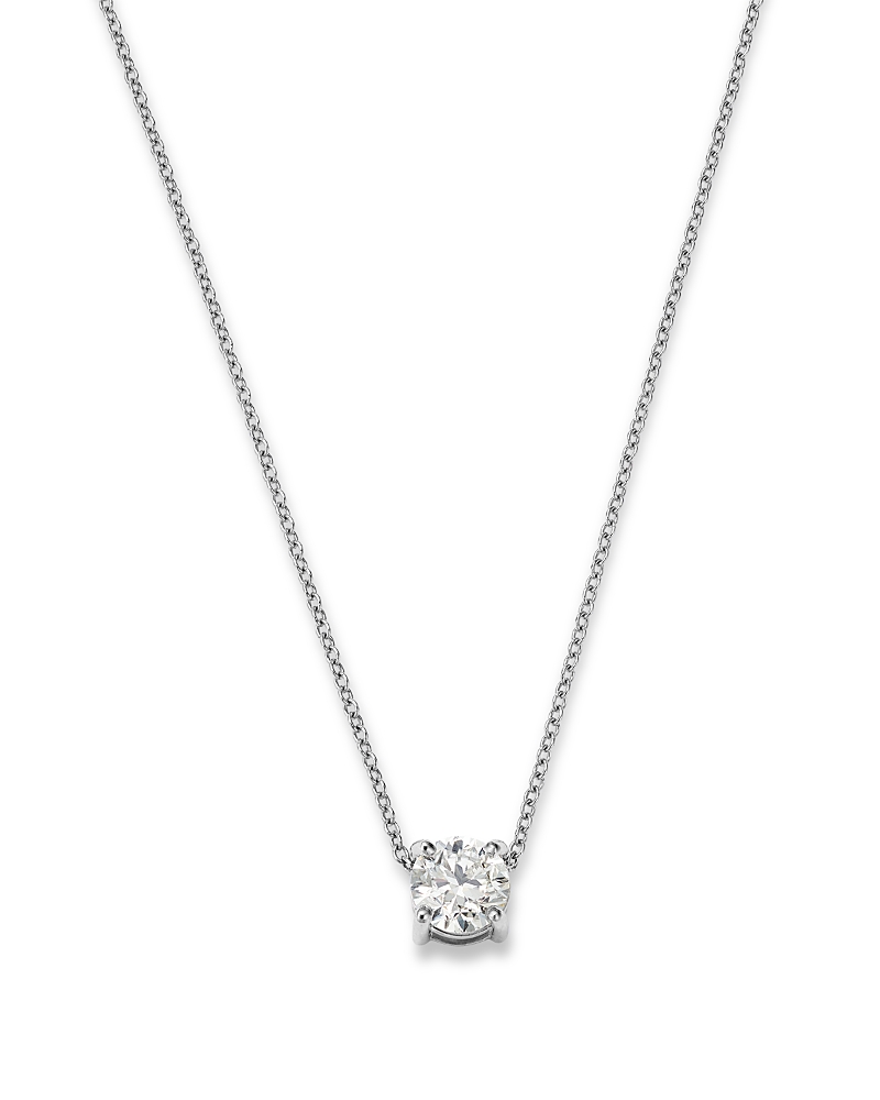 Bloomingdale's Fine Collection Certified Diamond Solitaire Pendant Necklace in 14K White Gold, 1.0 tcw